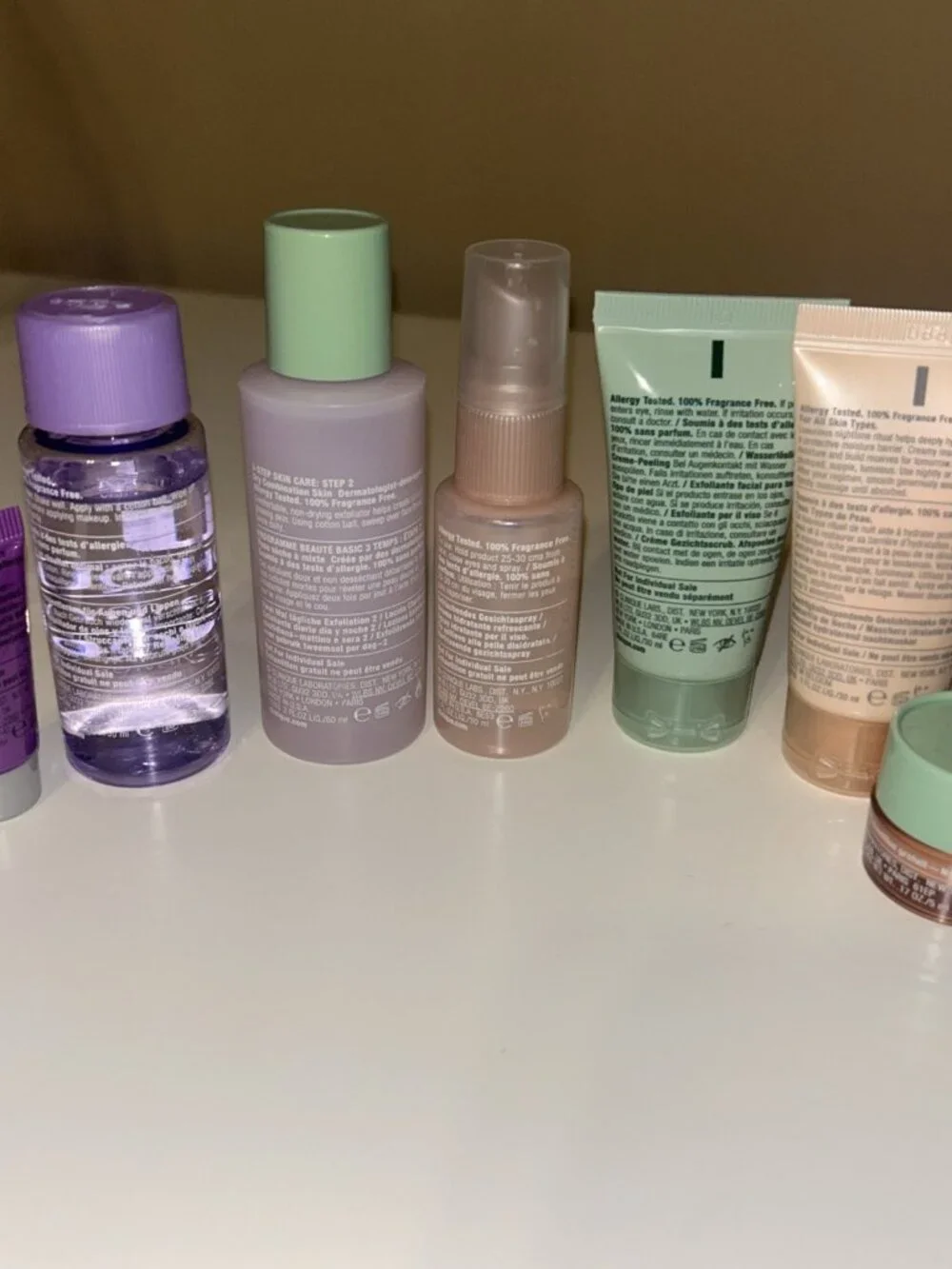 Clinique 7pcs Skin Care Travel Set- Scrub Cream, Make Up Remover, Mask, EyeCream